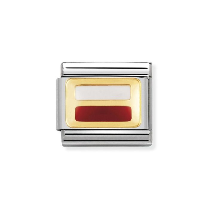  Element link do bransoletek Nomination Composable Stal + Złoto 18k Flaga Polski