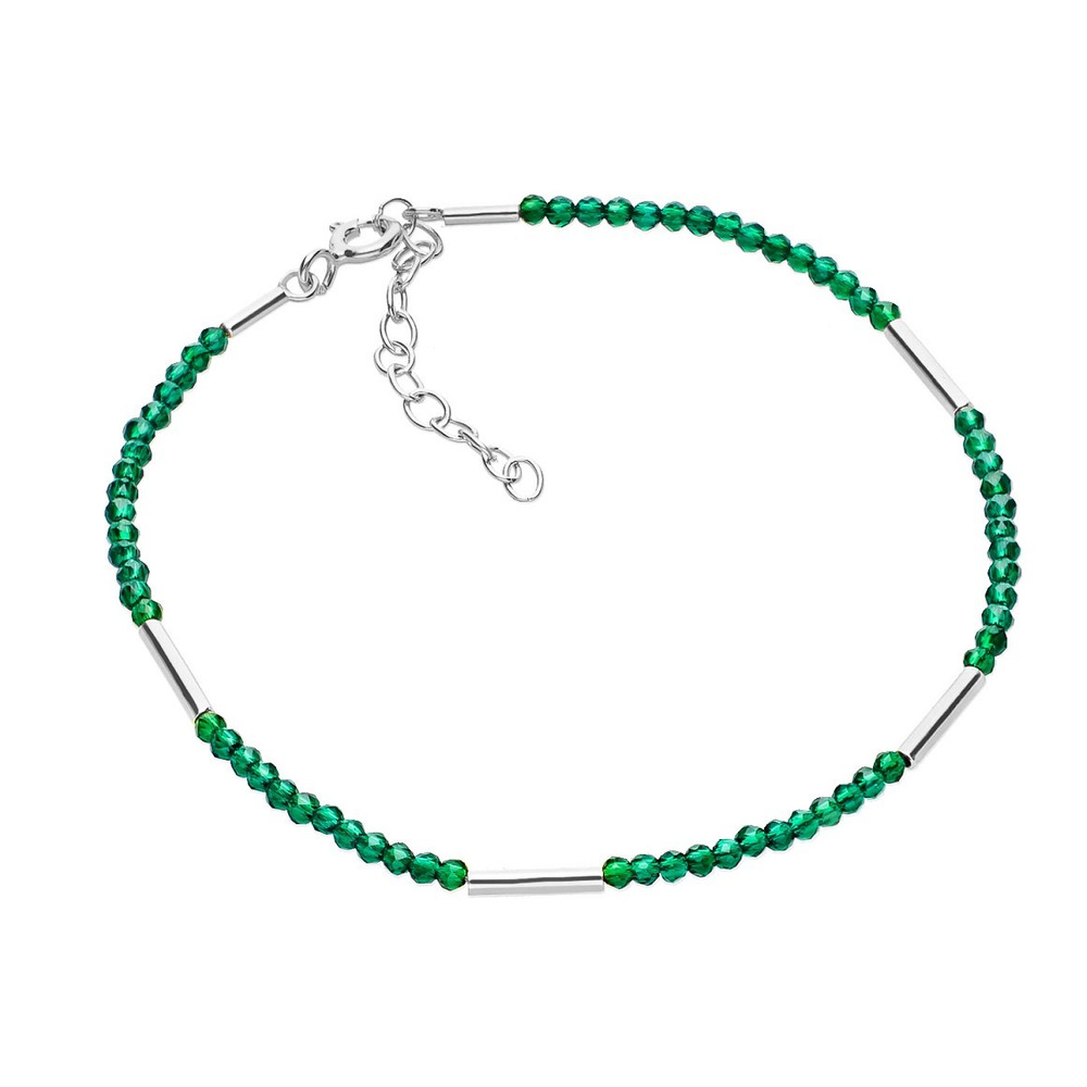 Bransoletka srebrna zielony spinel rurki