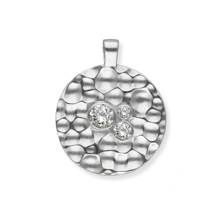 Zawieszka srebrna młotkowana z cyrkoniami