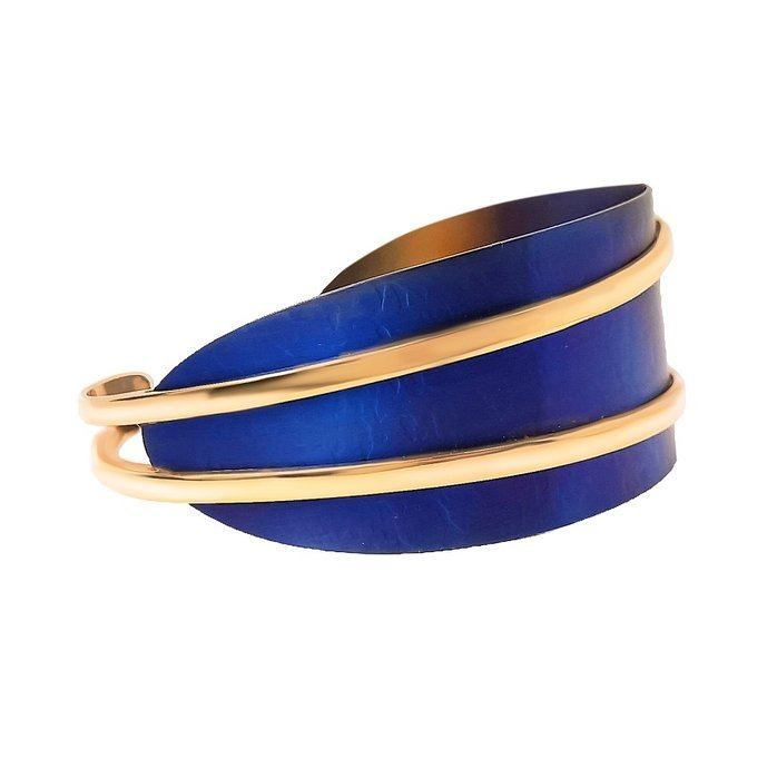 Bransoletka srebro pozłacane z tytanem