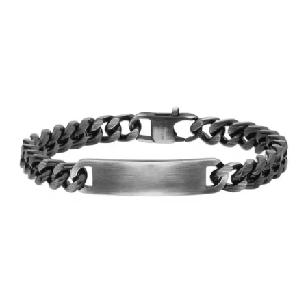Bransoletka męska stal pancerka grafit
