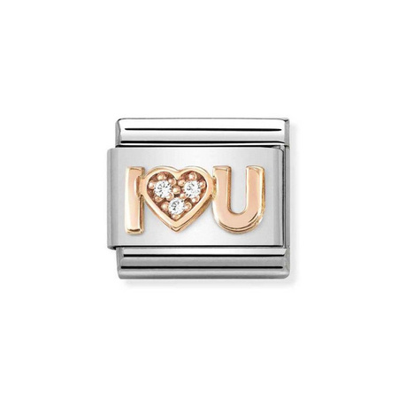 Element link do bransoletek Nomination Composable Stal + Różowe Złoto 9k I love You
