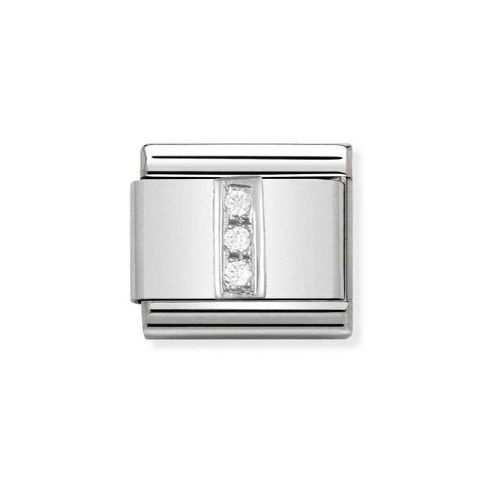 Element link do bransoletek Nomination Composable Stal + Srebro 925 i cyrkonie litera I