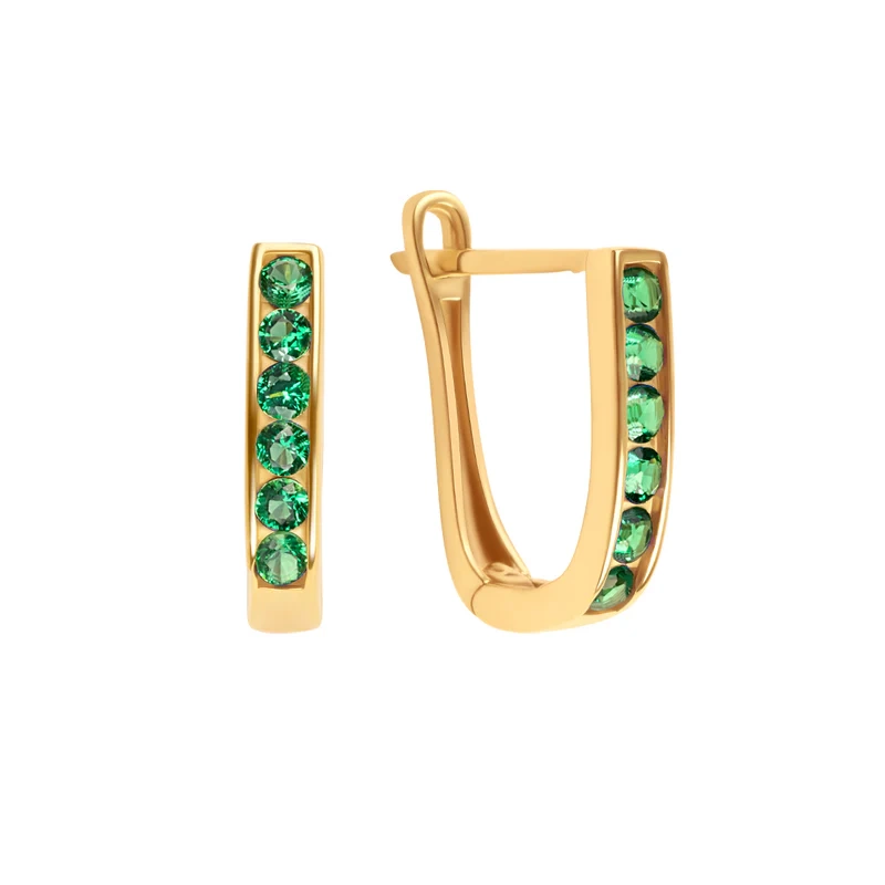 Kolczyki pozłacane z zielonymi cyrkoniami