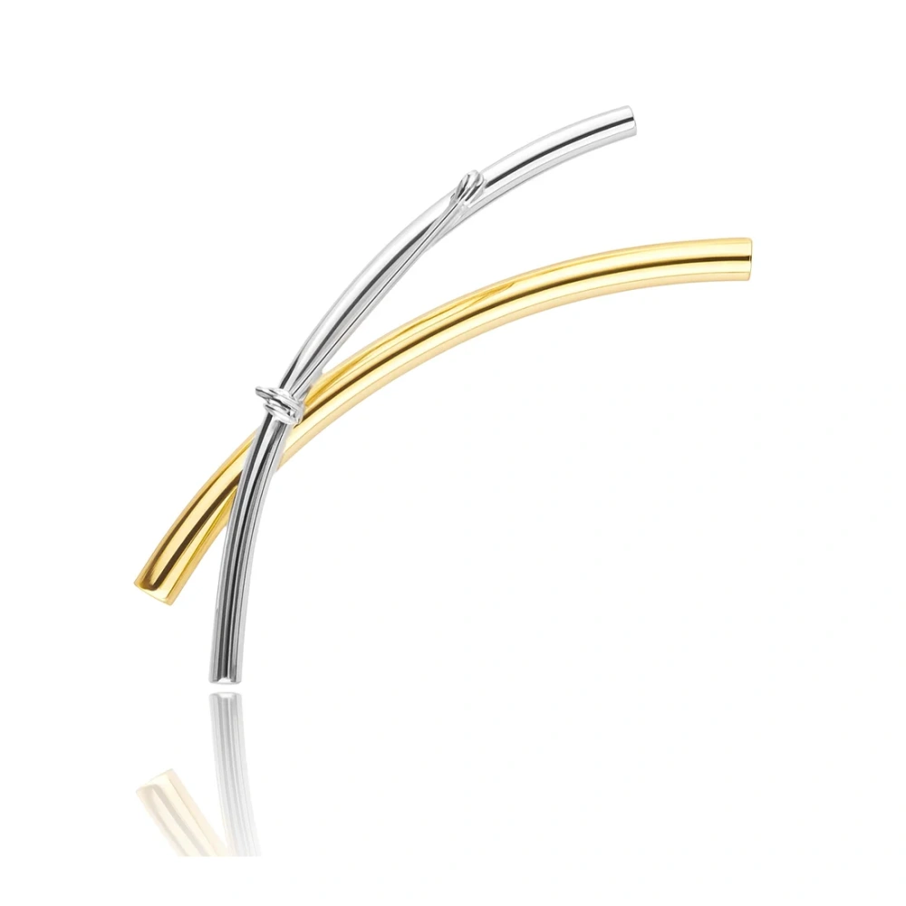 Broszka srebrna pozłacana rurki