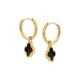 Kolczyki pozłacane koniczynki wiszace z czarną emalią