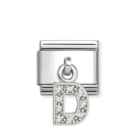 Element link do bransoletek Nomination Composable Stal + Srebro 925 litera D z cyrkoniami