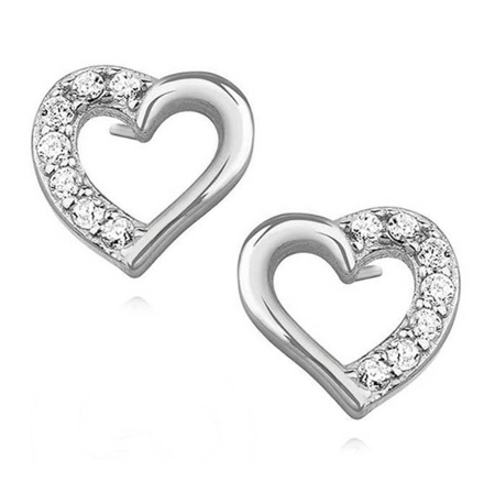 Srebrne kolczyki serca z cyrkoniami