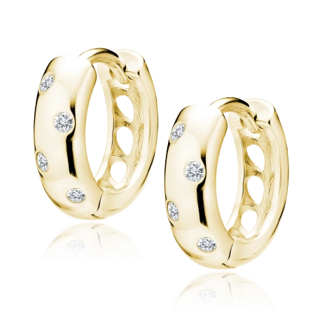 Kolczyki srebrne pozłacane kółka z cyrkonią