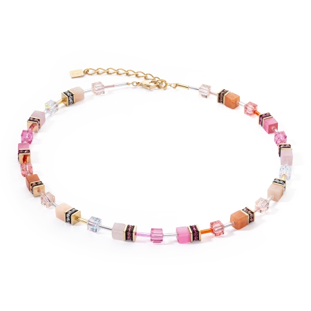 Naszyjnik GeoCUBE® Iconic Precious w kolorze różowo-pomarańczowym