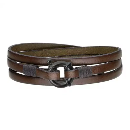 Bransoletka ze stali szlachetnej brązowa skórzane paski