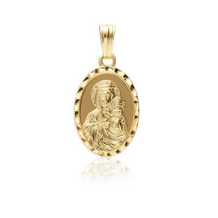 Złoty medalik Matka Boska owalny