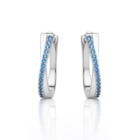 Kolczyki srebrne wiszące z niebieskimi cyrkoniami