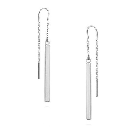 Srebrne kolczyki łańcuszki wiszące słupki