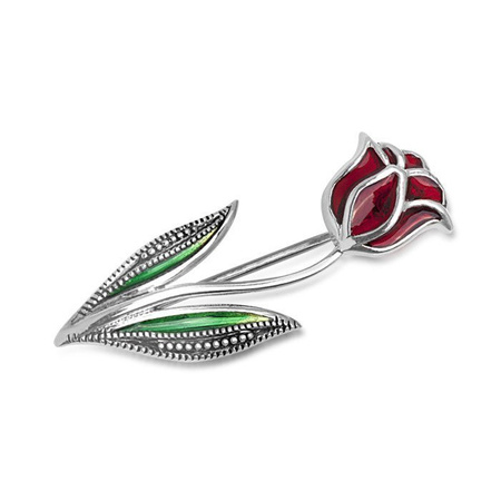 Broszka srebrna tulipan z emalia jubilerską