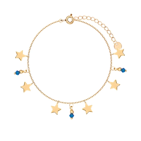 Bransoletka gwiazdki niebieskie cyrkonie srebro pozłacane