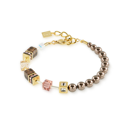 Bransoletka GeoCUBE Precious Fusion Pearls w kolorze beżowym
