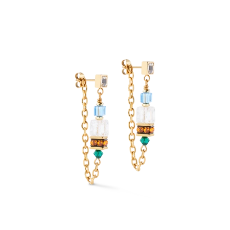 Kolczyki Sunray Cube Couture pozłacane wielokolorowe