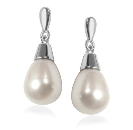 Srebrne kolczyki wiszące perły hodowlane