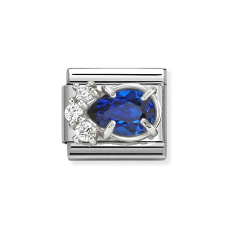 Element link do bransoletek Nomination Composable Stal + Srebro 925 szafirowa cyrkonia