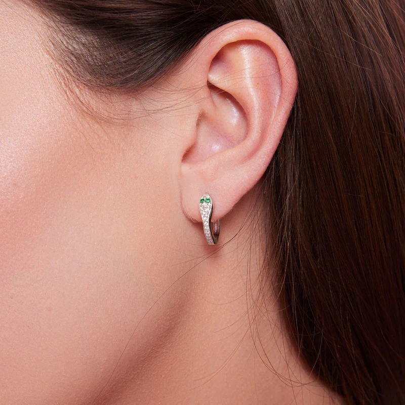 Kolczyki srebrne żmije z cyrkoniami