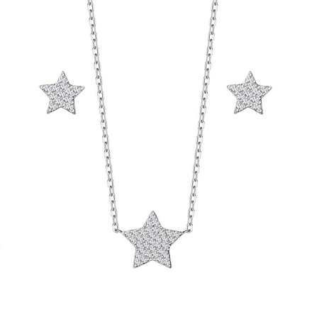 Komplet srebrny delikatny gwiazdki z cyrkoniami