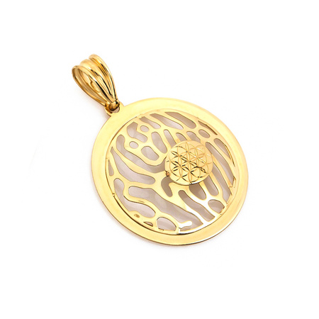 Złota zawieszka okrągła ażurowa