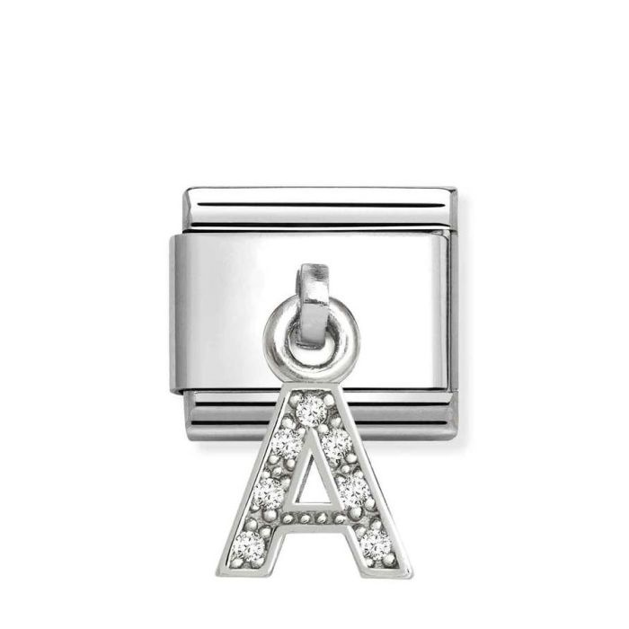 Element link do bransoletek Nomination Composable Stal + Srebro 925 litera A z cyrkoniami