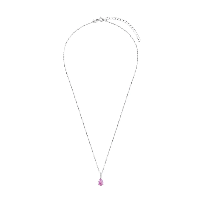 Naszyjnik srebrny z zawieszką z różową cyrkonią
