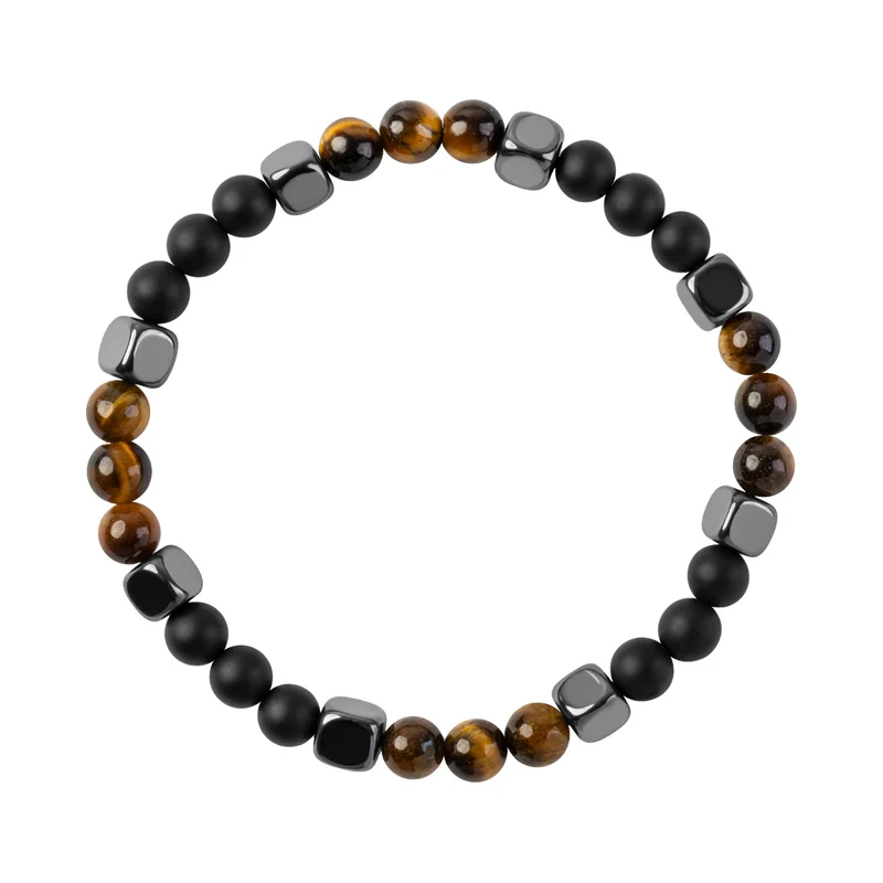 Bransoletka tygrysie oko z onyksem i hematytem