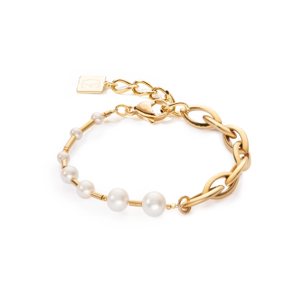 Bransoletka złocona perły łańcuch
