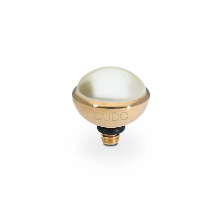 Element top wkręcany Qudo Bottone 10mm stal pozłacana Cream Pearl