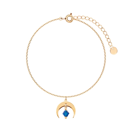 Bransoletka z księżycem i niebieską cyrkonią srebro pozłacane