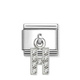 Element link do bransoletek Nomination Composable Stal + Srebro 925 litera H z cyrkoniami