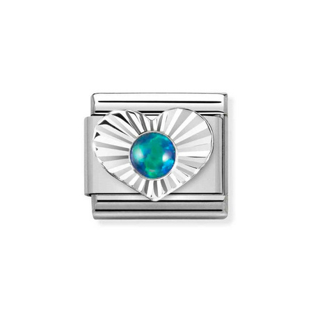 Element link do bransoletek Nomination Composable Stal + Srebro 925 zielony opal