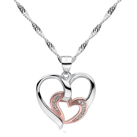 Srebrna i pozłacana zawieszka serca z cyrkoniami