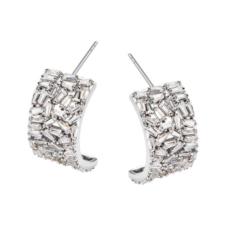 Kolczyki srebrne szerokie z kryształkami