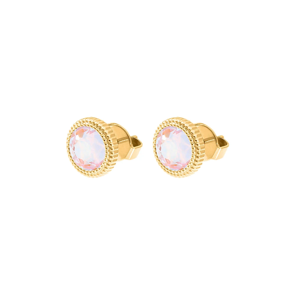 Kolczyki Qudo Fabero 10mm stal pozłacana Dusty Pink Delite