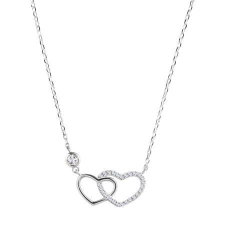 Naszyjnik srebrny serca z cyrkoniami