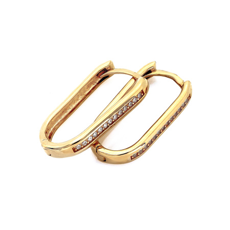 Złote kolczyki wiszące owalne z cyrkoniami