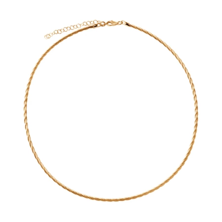 Naszyjnik łańcuszek sztywny pozłacany skręcany