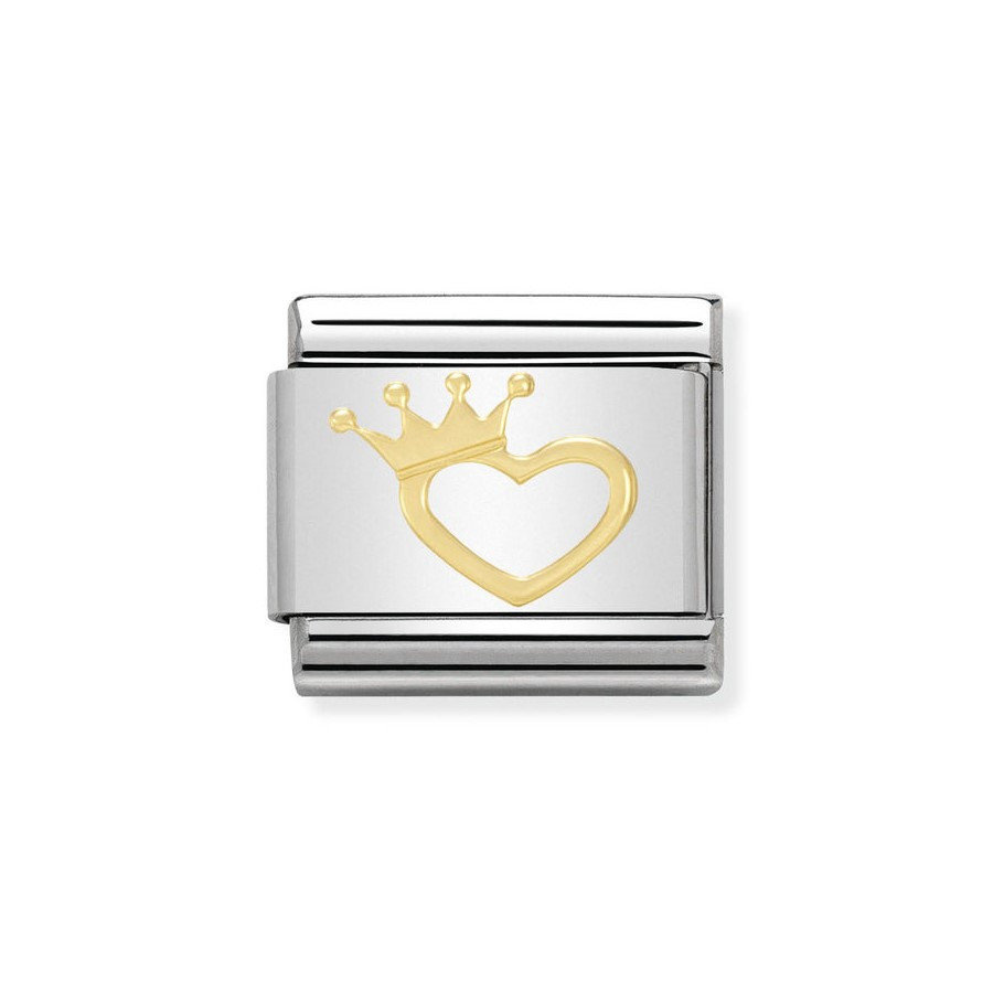 Element link do bransoletek Nomination Composable Stal + Złoto 18k serce z koroną
