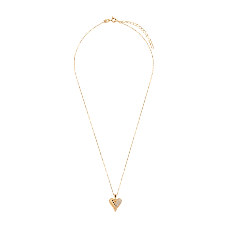 Komplet pozłacany kolczyki i naszyjnik serce z cyrkoniami