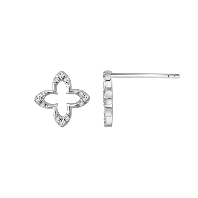 Kolczyki srebrne kwiatki z cyrkoniami