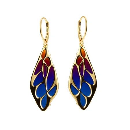 Kolczyki pozłacane z granatowym tytanem