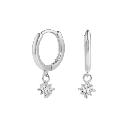 Kolczyki srebrne kółka z wiszacymi cyrkoniami