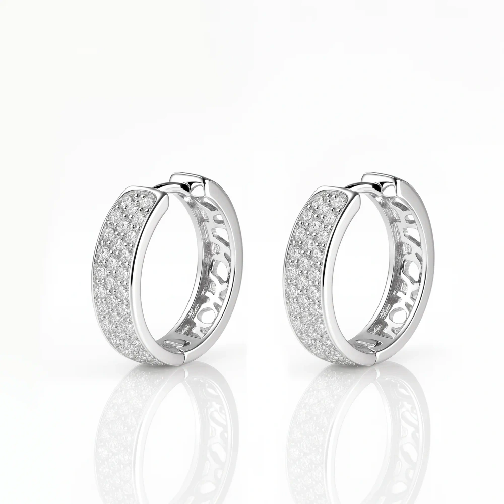 Kolczyki srebrne kółka szerokie z cyrkoniami