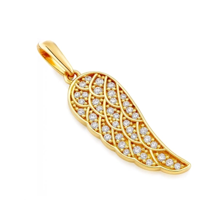 Zawieszka złota skrzydło z cyrkoniami