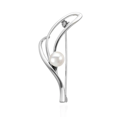 Broszka srebrna z białą perłą