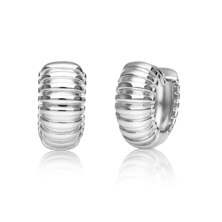 Kolczyki srebrne szerokie kółeczka prążkowane